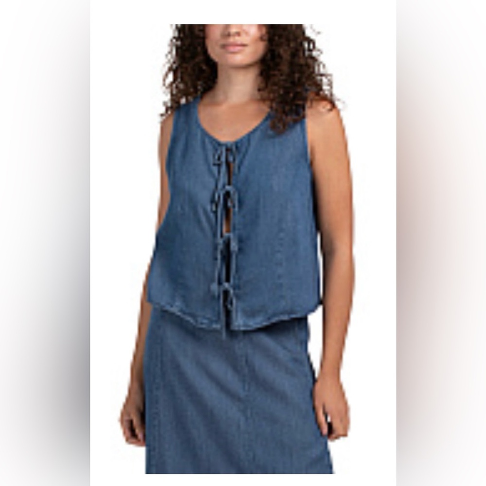 Young Fabulous and Broke Denim Front Tie Vest Top New with Tags Size Medium